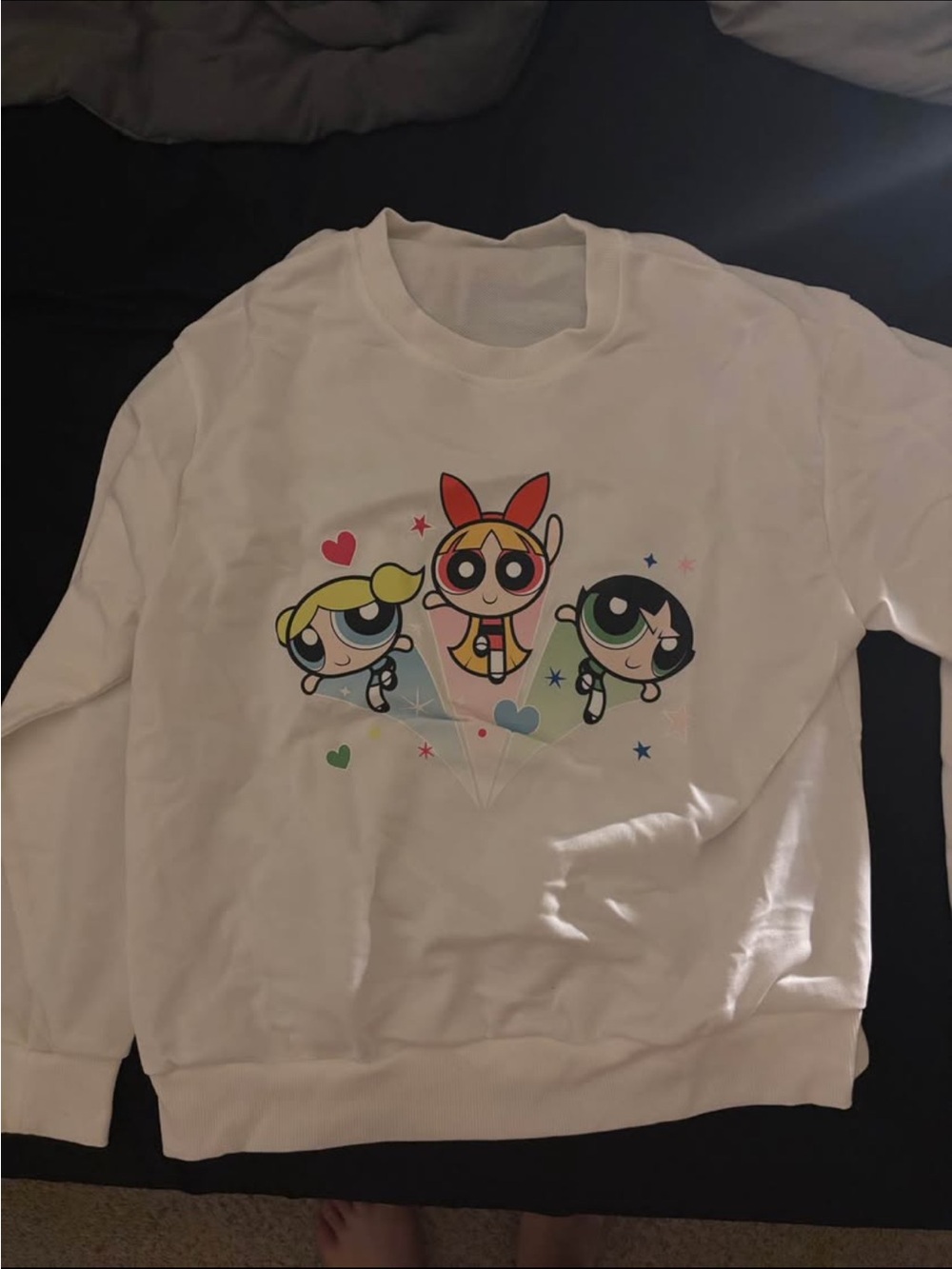 SHEIN White Powerpuff Girls Graphic Sweatshirt for Kids